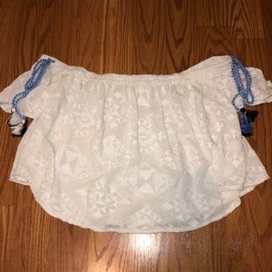 Off the shoulder white top